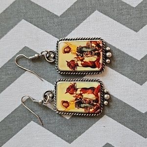 Cute vintage cowgirl pinup earrings